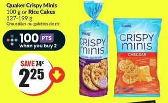 FreshCo Quaker Crispy Minis 100 g or Rice Cakes 127-199 g offer