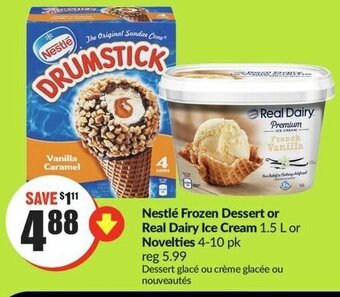 FreshCo Nestlé Frozen Dessert or Real Dairy Ice Cream 1.5 L or Novelties 4-10 pk offer