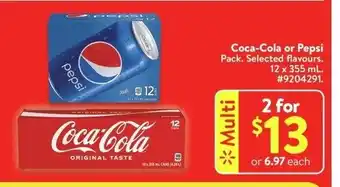 Walmart Coca-Cola or Pepsi 12 x 355 m offer