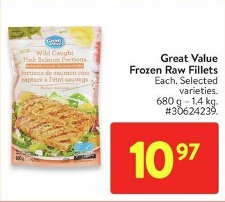 Walmart Great Value Frozen Raw Fillets 680 g - 1,4 kg offer