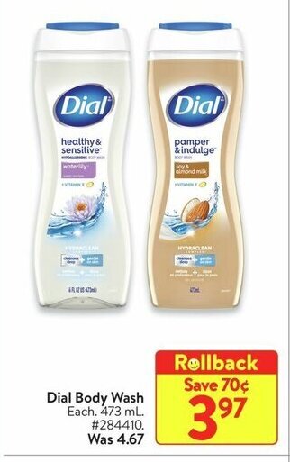 Walmart Dial Body Wash 473 mL offer