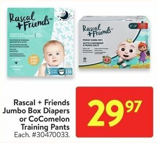 Walmart Rascal + Friends Jumbo Box Diapers or CoComelon Training Pants offer
