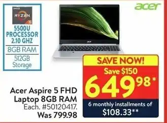 Walmart Acer Aspire 5 FHD Laptop 8GB RAM offer