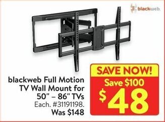 Walmart blackweb Full Motion TV Wall Mount for 50" - 86" TVs offer