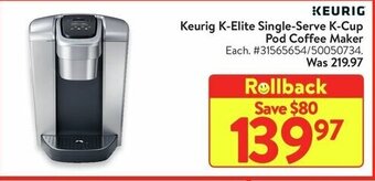 Walmart Keurig K-Elite Single-Serve K-Cup Pod Coffee Maker offer
