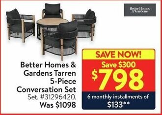 Walmart Better Homes & Gardens Tarren 5-Piece Conversation Set offer