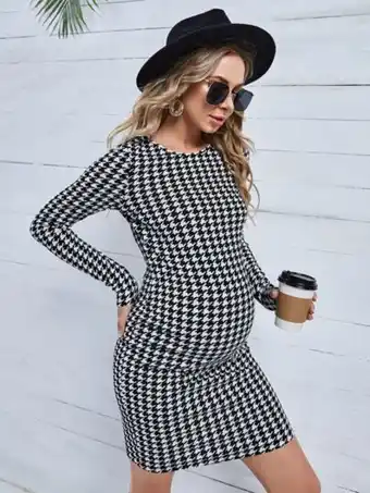 SheIn Shein maternity houndstooth print bodycon dress offer