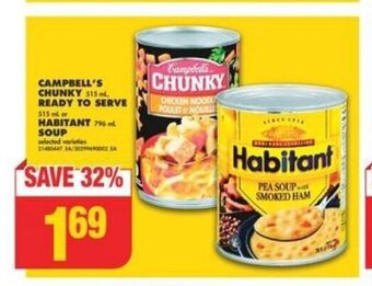 No Frills CAMPBELL'S CHUNKY READY TO SERVE or HABITANT SOUP offer