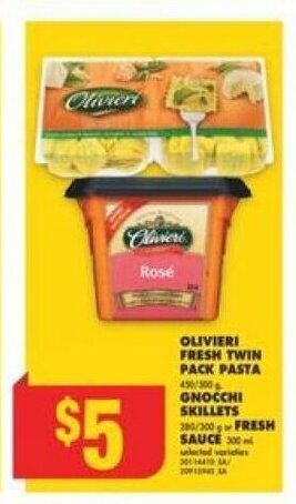 No Frills OLIVIERI FRESH TWIN PACK PASTA GNOCCHI SKILLETS offer
