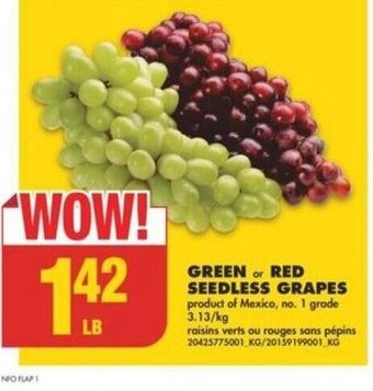 No Frills GREEN or RED SEEDLESS GRAPES offer