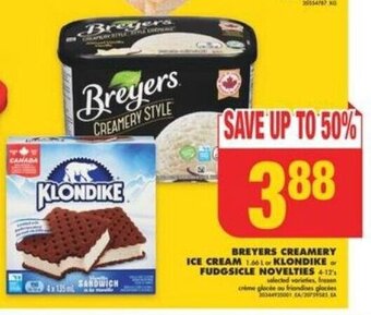 No Frills BREYERS CREAMERY ICE CREAM or KLONDIKE or FUDGSICLE NOVELTIES offer
