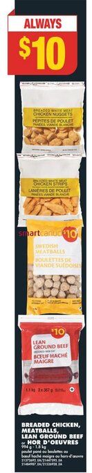 No Frills BREADED CHICKEN, MEATBALLS, LEAN GROUND BEEF or HOR D'OEUVRES offer