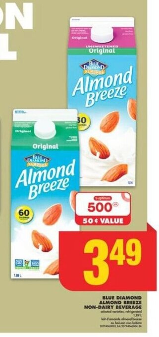 No Frills BLUE DIAMOND ALMOND BREEZE NON-DAIRY BEVERAGE offer