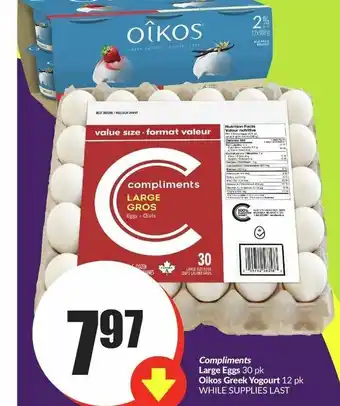 FreshCo Compliments Large Eggs, Oikos Greek Yogourt offer