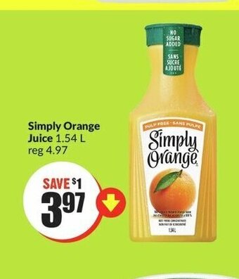 FreshCo Simply Orange Juice 1.54 L offer