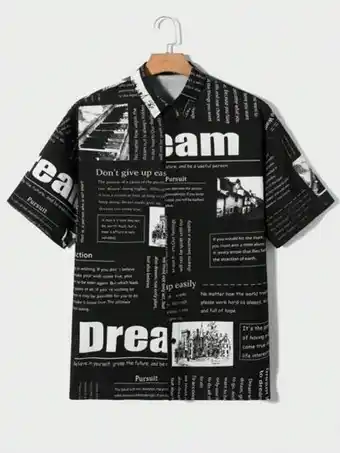 SheIn Manfinity emrg men newspaper print shirt offer