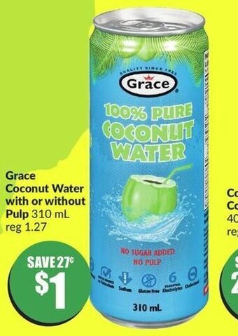 FreshCo Grace Coconut Water with or without Pulp 310 mL offer