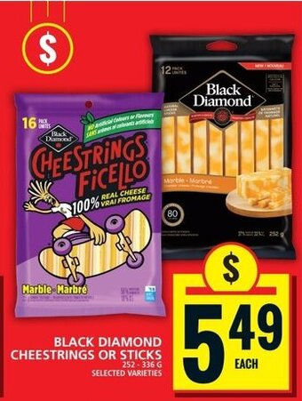 Food Basics BLACK DIAMOND CHEESTRINGS OR STICKS 252-336 G offer