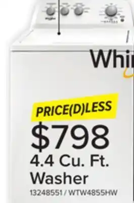 Leon's Whirlpool white top-load washer (4.4 cu. ft. iec) - wtw4855hw offer