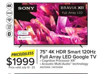 Leon's Sony 75 4k hdr smart 120hz full array led google tv offer