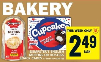 Food Basics DEMPSTER'S ENGLISH MUFFINS OR HOSTESS SNACK CAKES 6'S offer