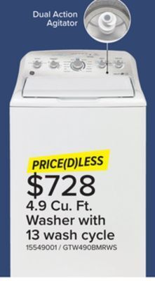 Leon's Ge white top-load washer with sanifresh cycle (4.9 cu. ft.) - gtw490bmrws offer