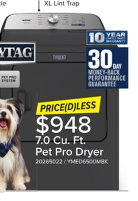 Leon's Maytag volcano black electric dryer with pet pro (7.0 cu. ft.) - ymed6500mbk offer