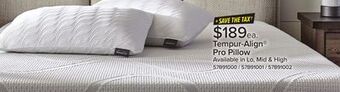 Leon's Tempur-pedic tempur-align prolo pillow offer
