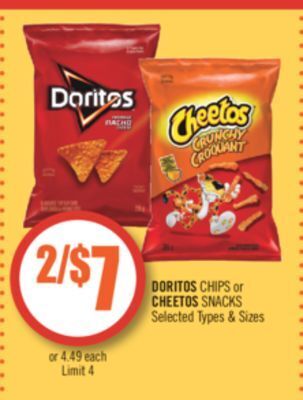 Shoppers Drug Mart Doritos chips or cheetos snacks offer