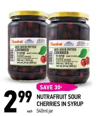 Coppa's Fresh Market Nutrafruit sour cherries in syrup offer