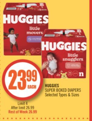 Shoppers Drug Mart Huggies super boxed diapers offer