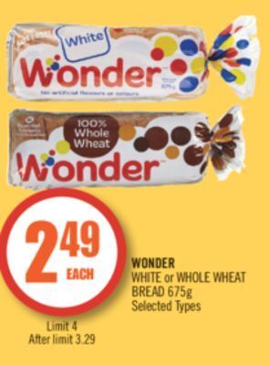 Shoppers Drug Mart Wonder white or whole wheat bread offer