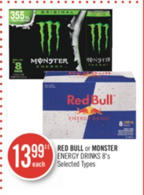 Shoppers Drug Mart Red bull or monster energy drinks offer