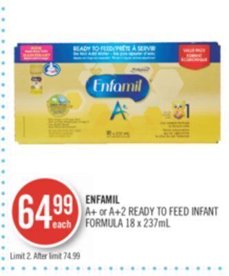 Shoppers Drug Mart Enfamil a+ or a+2 ready to feed infant formula offer