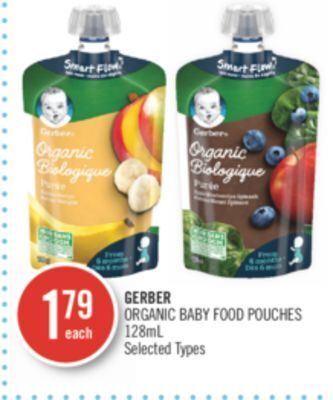 Shoppers Drug Mart Gerber organic baby food pouches offer
