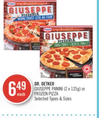 Shoppers Drug Mart Dr. oetker giuseppe panini (2x125g) or frozen pizza offer