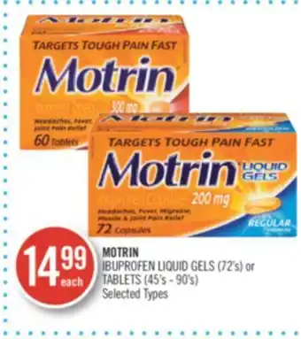 Shoppers Drug Mart Motrin ibuprofen liquid (72's) or tablets (45's-90's) offer