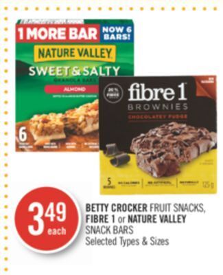 Shoppers Drug Mart Betty crocker fruit snacks, fibre 1 or nature valley snack bars offer