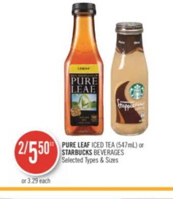 Shoppers Drug Mart Pure leaf iced tea (547ml) or starbucks beverages offer