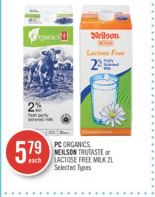 Shoppers Drug Mart Pc organics, neilson trutaste or lactose free milk 2l offer