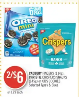 Shoppers Drug Mart Cadbury fingers (114 g) christie crispers snacks (145 g) kids cookies offer