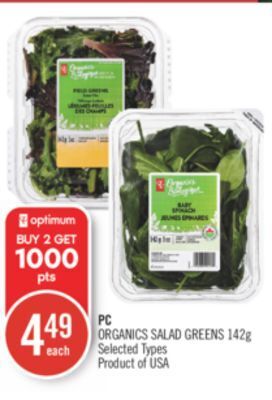 Shoppers Drug Mart Pc organics salad greens offer