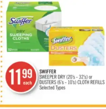 Shoppers Drug Mart Swiffer sweeper dry (20's - 32's) or dusters (6's - 10's) cloth refills offer