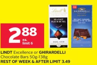 Rexall Lindt excellence or ghirardelli chocolate bars offer