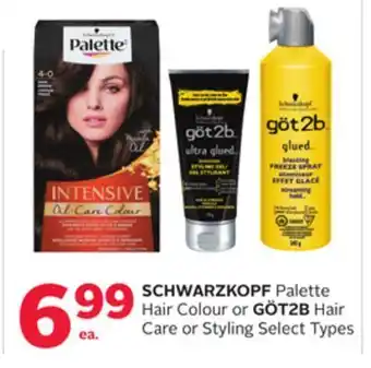 Rexall Schwarzkopf palette hair colour or göt2b hair care or styling offer