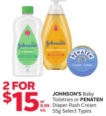 Rexall Johnson's baby toiletries or penaten diaper rash cream offer