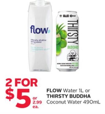 Rexall Flow water 1l or thirsty buddha coconut water 490ml offer