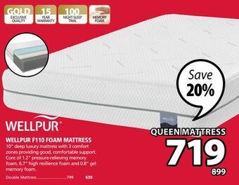 JYSK Wellpur f110 foam mattress offer