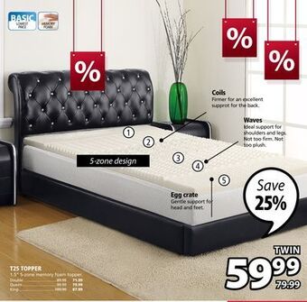 JYSK T25 topper 1.5 5-zone memory foam topper offer