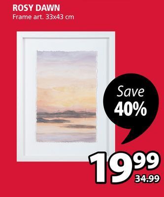 JYSK Rosy dawn frame art offer